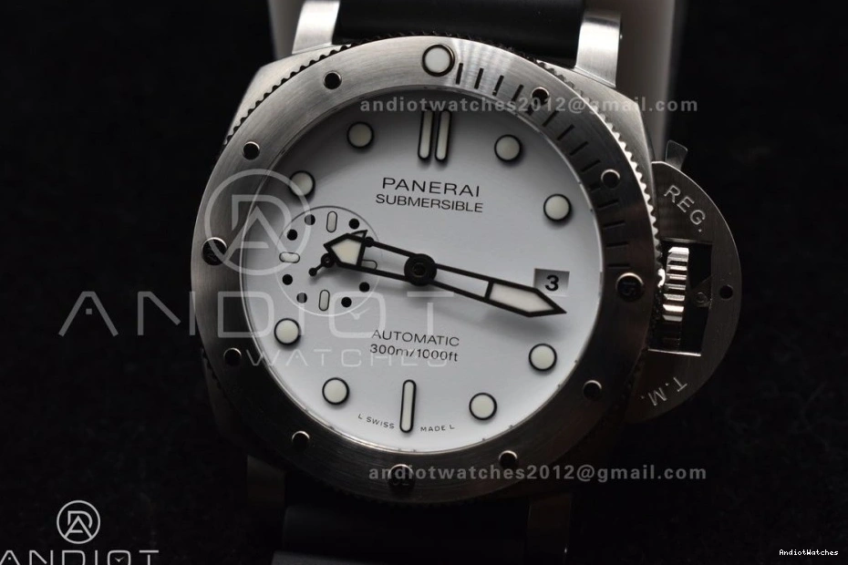 Submersible P White MoistureWicking Best Edition PAM2223 990 VSF Dial Strap 42mm Black on Rubber 0319